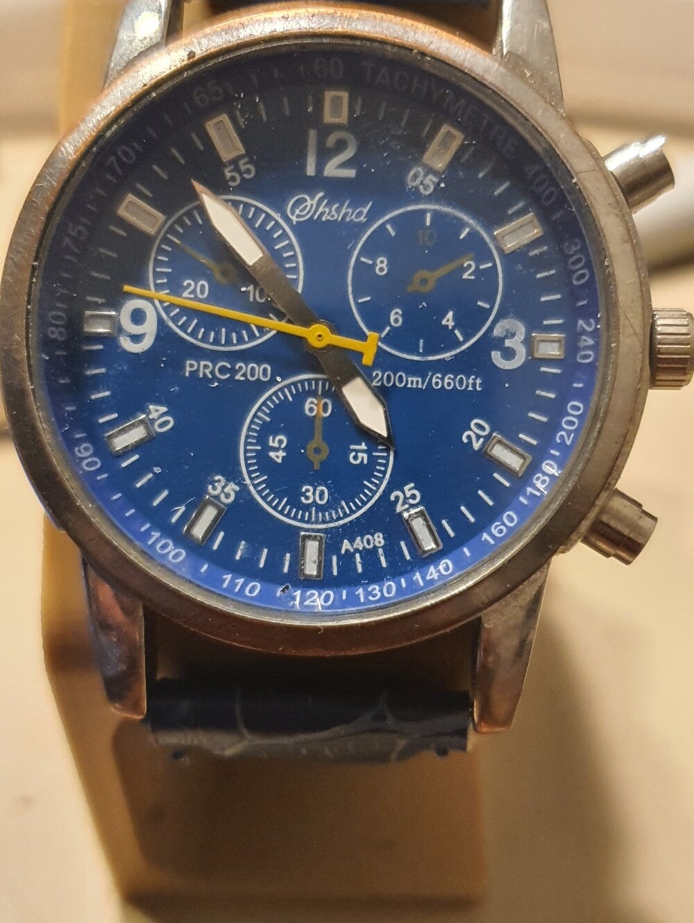 10/$20 SHSHD PRC 200 Silver/Blue Leather Men's Watch